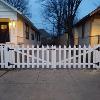 white gothic space picket double gate